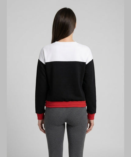 Sweatshirt zi e bardhë me detaje të kuqe për Femra - Model Back