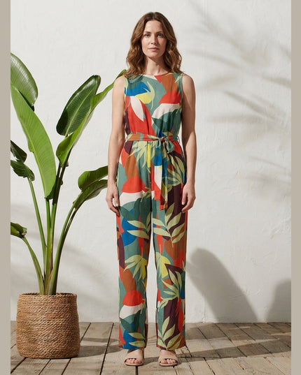 Jumpsuit print me gjethe me shumë ngjyra për Femra - Model Front