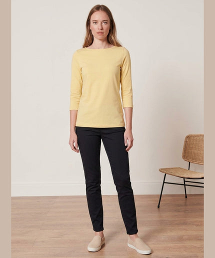 Maicë me mëngë 3/4 e verdhë për Femra - Model Front