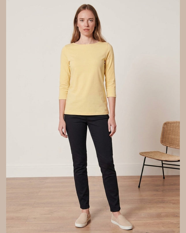 Maicë me mëngë 3/4 e verdhë për Femra - Model Front