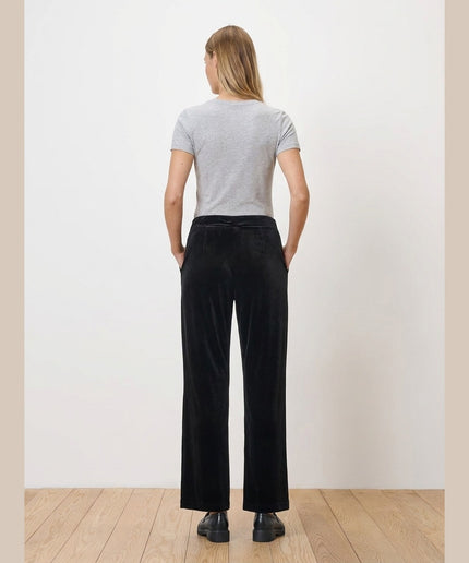 Pantallona Palazzo kadife të zeza për Femra - Model Back