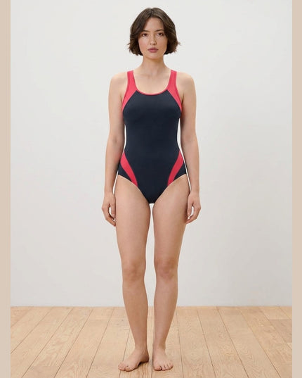 Rroba banjo sportive e kaltër e errët për Femra - Model Front