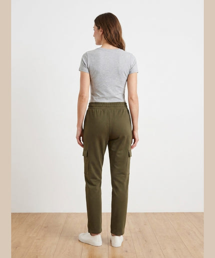 Pantallona Jogger Cargo kaki për Femra - Model Back
