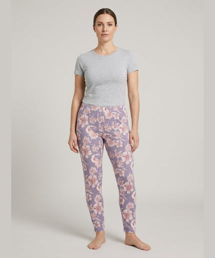 Pantallona pizhame lila e çelët për Femra - Model Front