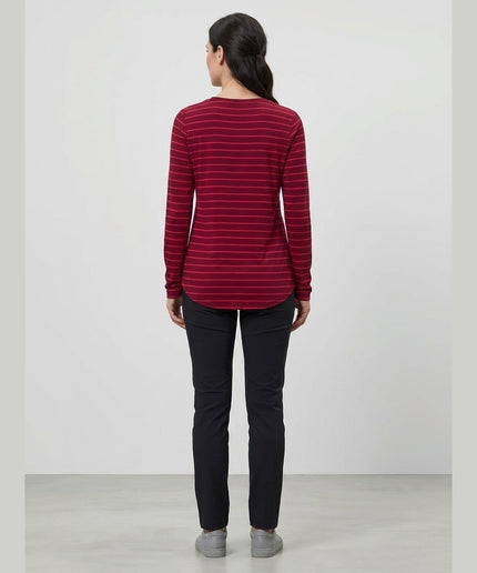 Maicë sportive me mëngë të gjata me vija të kuqe dhe vishnje për Femra - Model Back