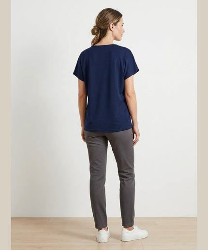Maicë me strukturë e kaltër e errët për Femra - Model Back