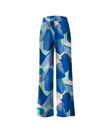 Pantallona relax me print blu-gjelbër për Femra - Ghost Back