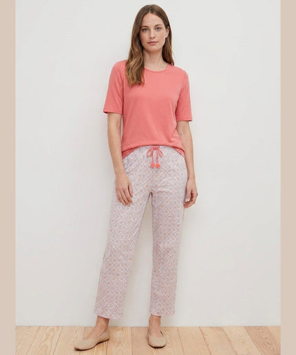 Pizhama 7/8 kajsi dhe krem për Femra - Model Front