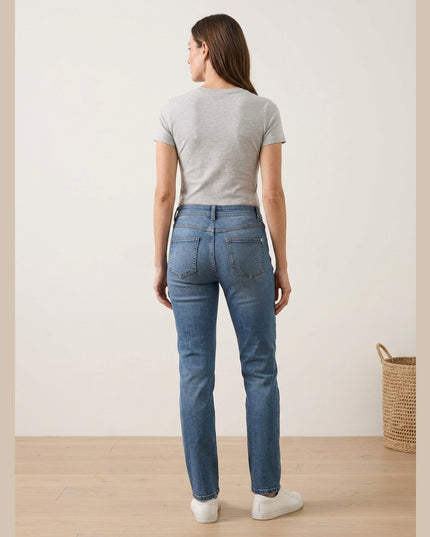 Xhinse Slim-Fit Midblue Denim për Femra - Model Back
