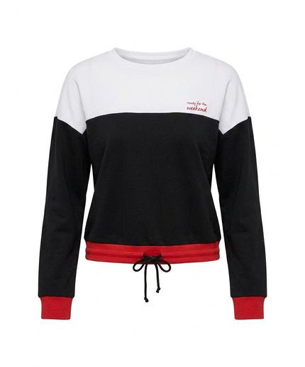 Sweatshirt zi e bardhë me detaje të kuqe për Femra - Ghost Front