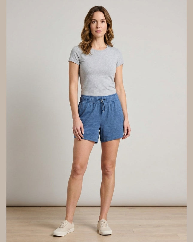 Shorte funksionale kaltër e mbyllët melange për Femra - Model Front
