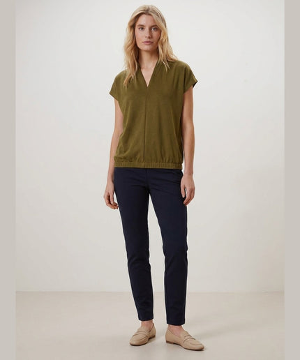 Bluzë këmishë ngjyrë ulliri për Femra - Model Front