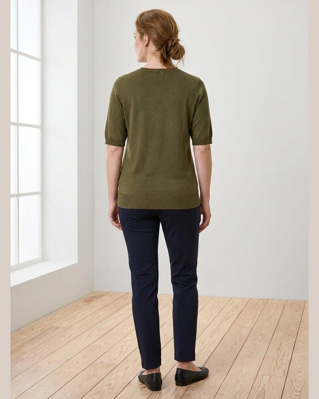 Pulover me thurje të imët kaki për Femra - Model Back