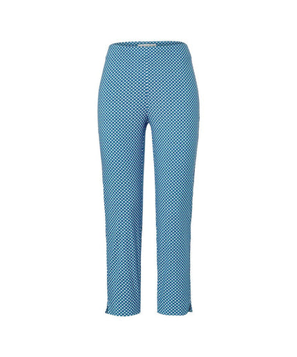 Pantallona 7/8 Stretch Bardhë me Print Blu-Akua për Femra - Ghost Front