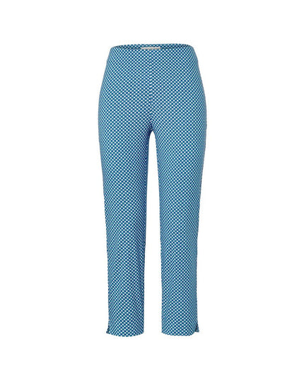 Pantallona 7/8 Stretch Bardhë me Print Blu-Akua për Femra - Ghost Front