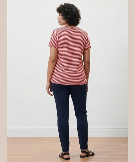 Maicë me vija të kuqe dhe krem për Femra - Model Back