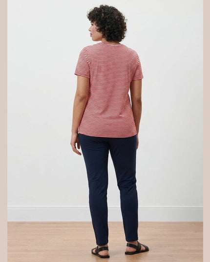 Maicë me vija të kuqe dhe krem për Femra - Model Back