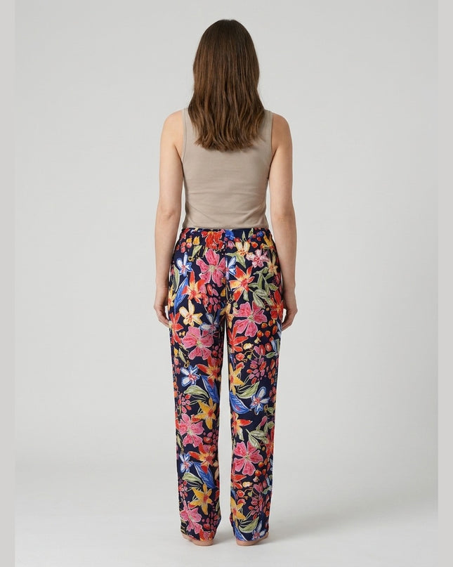 Pantallona pizhame ngjyrë kaltër e errët për Femra - Model Back