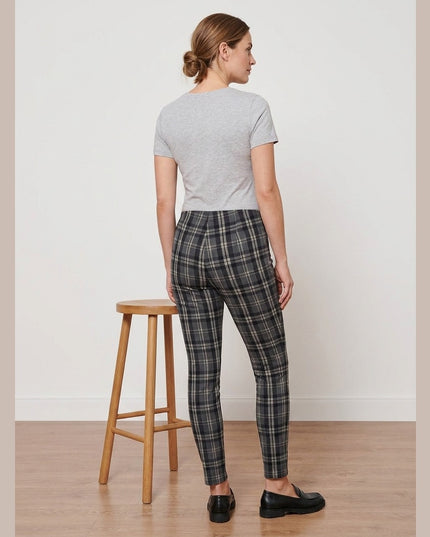 Pantallona Stretch të karuara hirtë e zi për Femra - Model Back