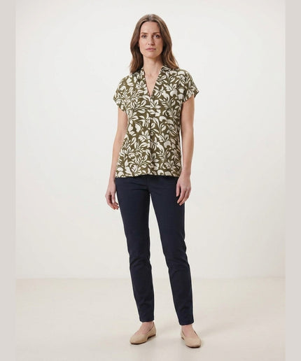 Bluzë këmishë kaki për Femra - Model Front