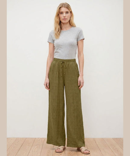 Pantallona ngjyrë ulliri për Femra - Model Front