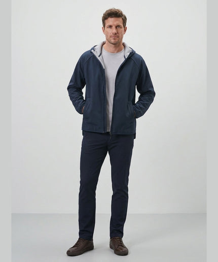 Jakne Softshell e kaltër e mbyllur për Meshkuj - Model Front