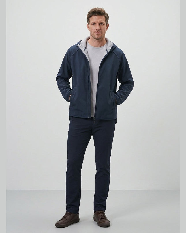 Jakne Softshell e kaltër e mbyllur për Meshkuj - Model Front