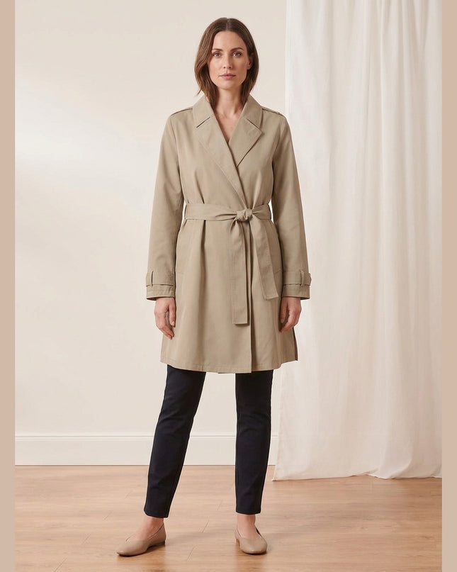 Trenchcoat bezhë për Femra - Model Front