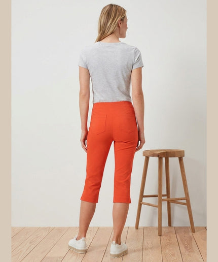 Pantallona 3/4 stretch portokalli për femra - Model Back