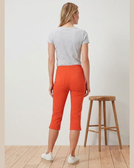 Pantallona 3/4 stretch portokalli për femra - Model Back