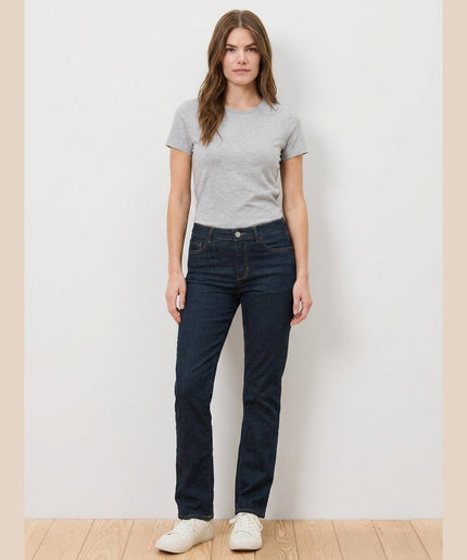 Xhinse Straight Kaltër e Errët për Femra - Model Front