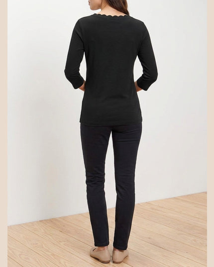 Maicë me mëngë 3/4 e zezë për Femra - Model Back