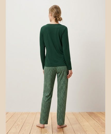 Pizhame të gjelbra të mbyllta për Femra - Model Back
