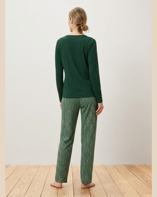 Pizhame të gjelbra të mbyllta për Femra - Model Back