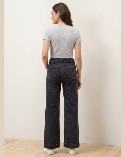 Xhinse Wide Leg Black Denim për Femra - Model Back