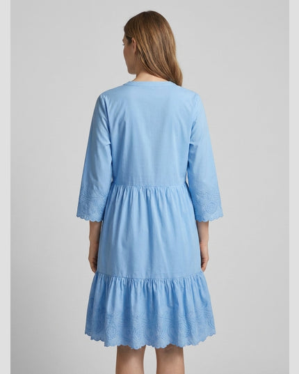 Fustan me Qëndisje Blu e Çelët për Femra