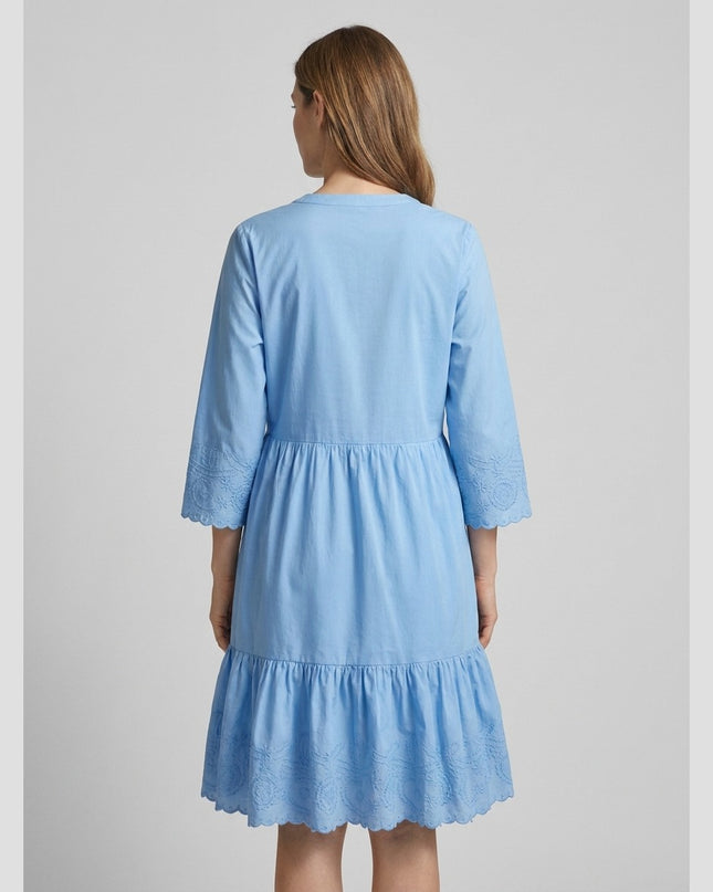 Fustan me Qëndisje Blu e Çelët për Femra