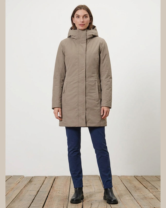 Pallto termo taupe për Femra - Model Front