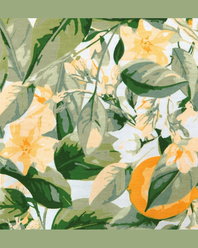 Fustan Jersey i bardhë me print gjelbër-verdhë për Femra - Detail 1