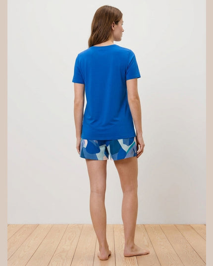 Pizhame të shkurtra kaltër mbretërore për Femra - Model Back