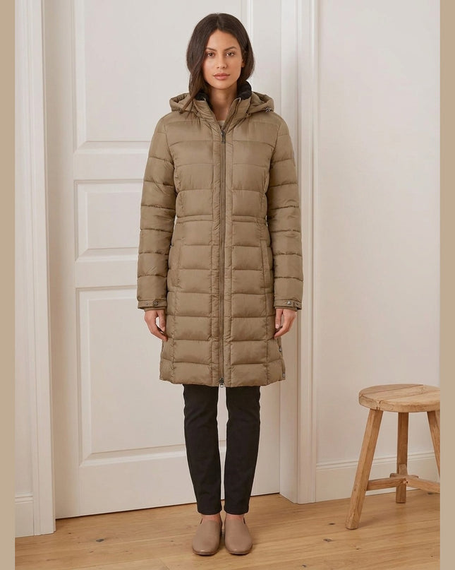 Pallto me tegela ngjyrë konjaku për Femra - Model Front