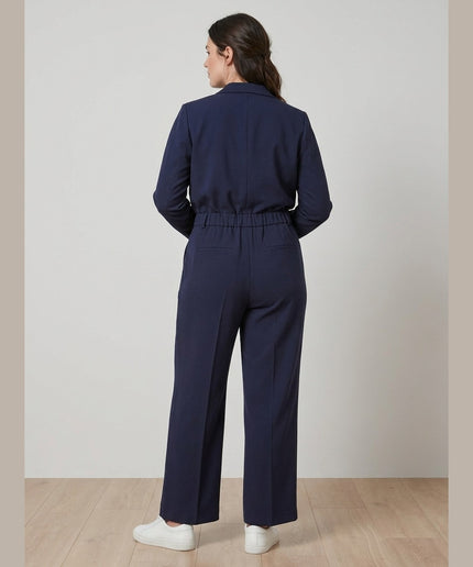 Pantallona xhersi me vijë të kaltra të errëta për Femra - Model Back