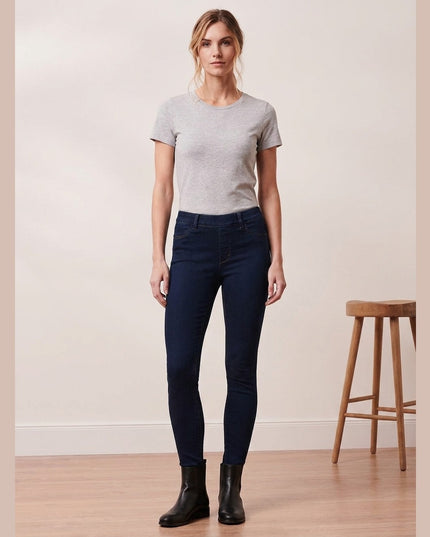 Treggings termo të kaltra të errëta për Femra - Model Front