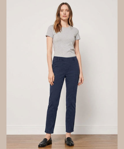 Pantallona Twill e Kaltër e Errët për Femra - Model Front