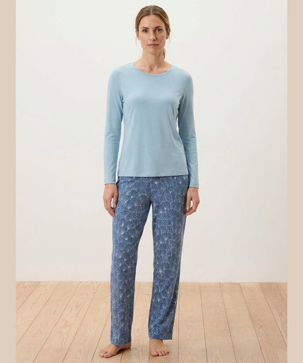 Pizhame të kaltra me print për Femra - Model Front
