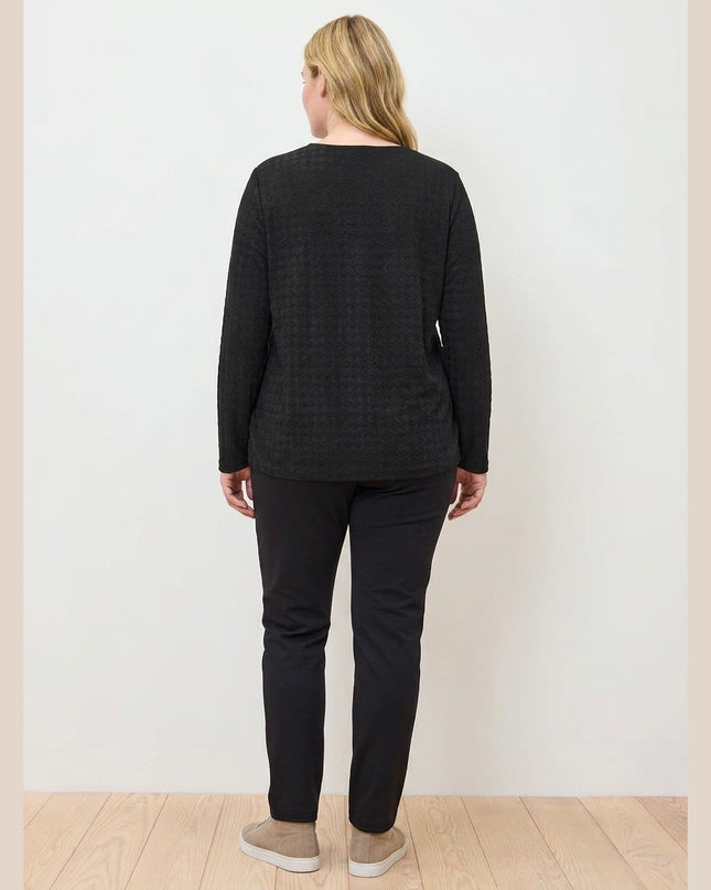 Maicë me mëngë të gjata me strukturë e zezë për Femra - Model Back