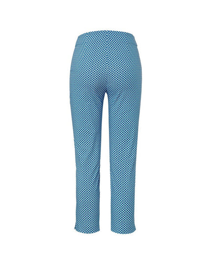 Pantallona 7/8 Stretch Bardhë me Print Blu-Akua për Femra - Ghost Back