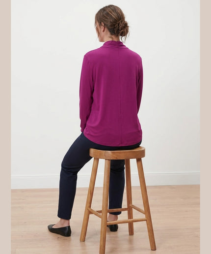 Maicë me mëngë të gjata ngjyrë manaferre për Femra - Model Back
