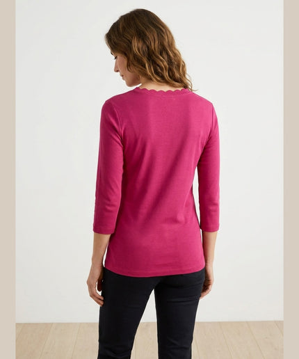 Maicë me mëngë 3/4 ngjyrë mjedre për Femra - Model Back