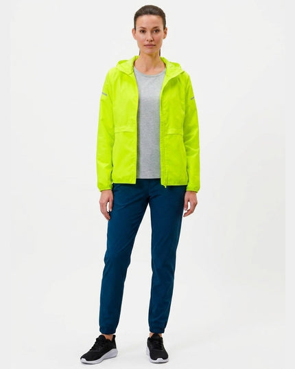 Jakne vrapimi e verdhë neon për Femra - Model Front